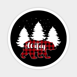 Wifey Bear Buffalo Red Plaid Matching Family Christmas Magnet